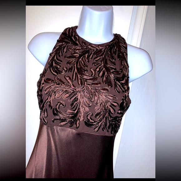 Vintage 90’s Carmen Marc Valvo Chocolate Brown Formal Dress - Picture 2 of 9
